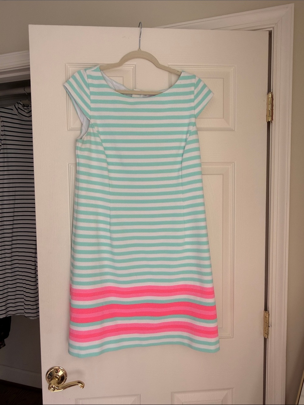 Lilly Pulitzer Mint & Pink Striped Cap-Sleeve Mini Dress